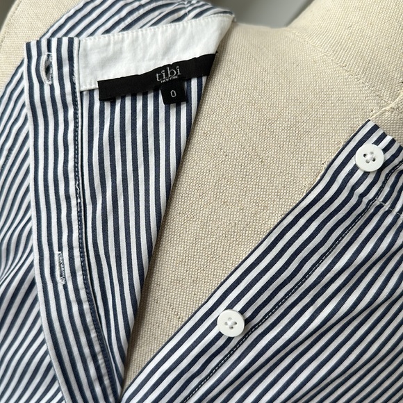 Tibi top size 0 100% cotton tunic shirt drop waist button down back blouse - Picture 4 of 6